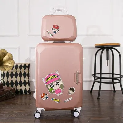 14"20"22"24" Inch Carry-On Suitcase With Wheels Girl And Toddler Pink Luggage Travel Bag Trolley