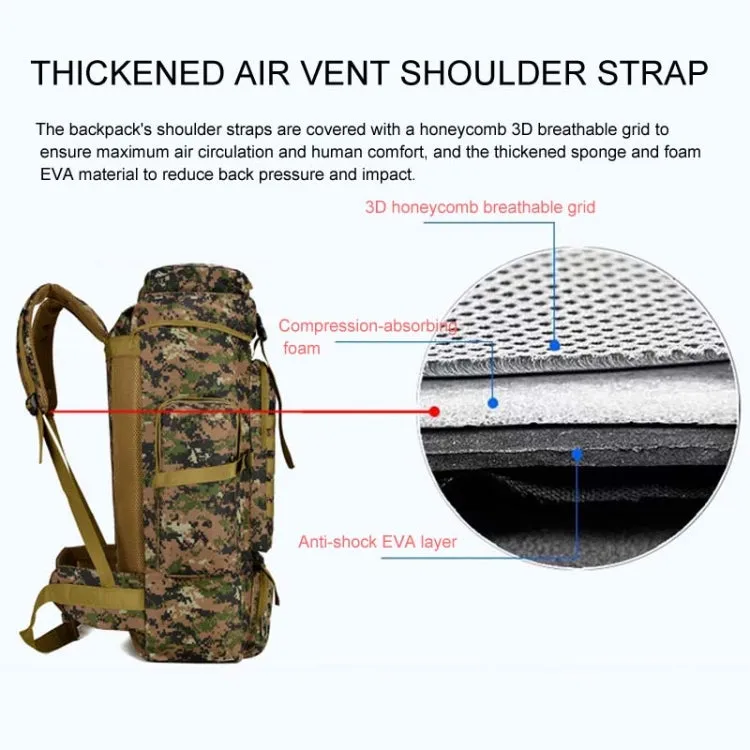 56-75L Large Capacity Travel Hiking Bag Waterproof and Scratch-resistant Backpack(Acu Camouflage)