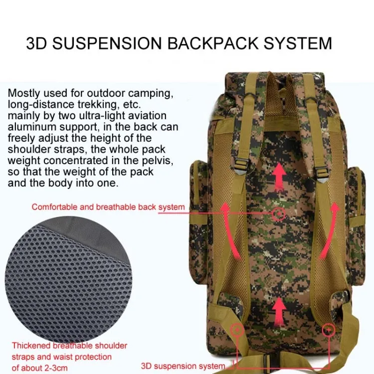 56-75L Large Capacity Travel Hiking Bag Waterproof and Scratch-resistant Backpack(CP Camouflage)