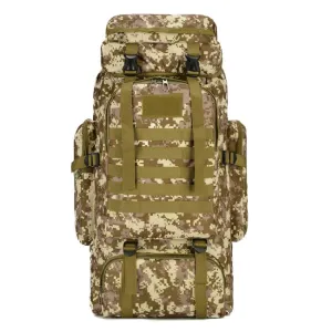 56-75L Large Capacity Travel Hiking Bag Waterproof and Scratch-resistant Backpack(Desert Camouflage)