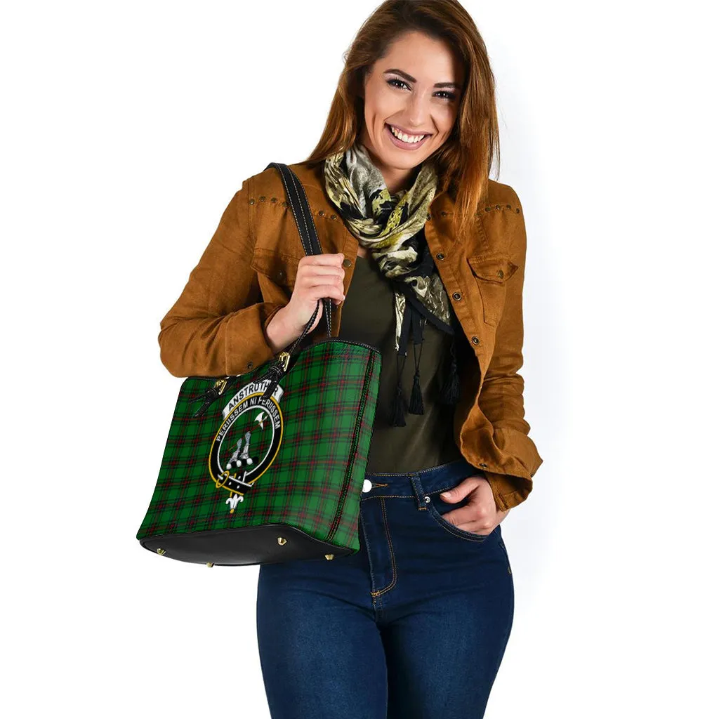 Anstruther Tartan Leather Tote Bag with Family Crest