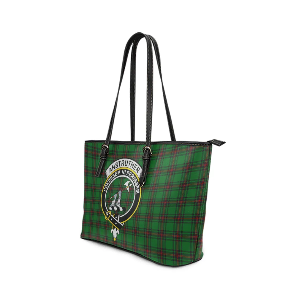 Anstruther Tartan Leather Tote Bag with Family Crest