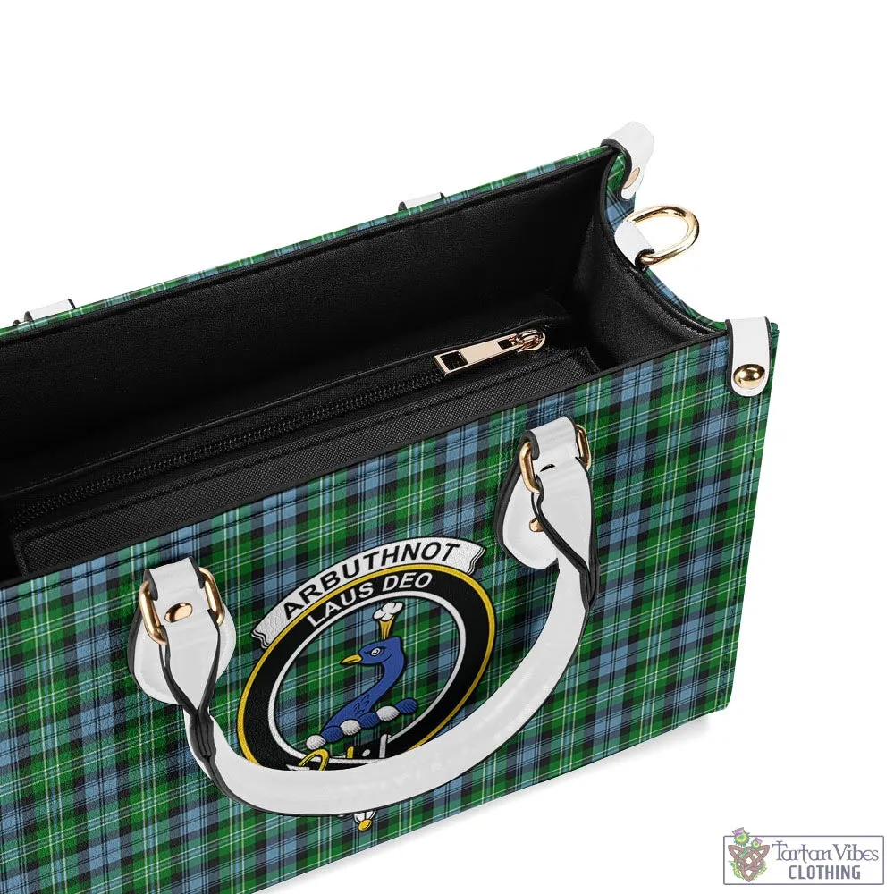 Arbuthnot Ancient Tartan Luxury Leather Handbags with Family Crest