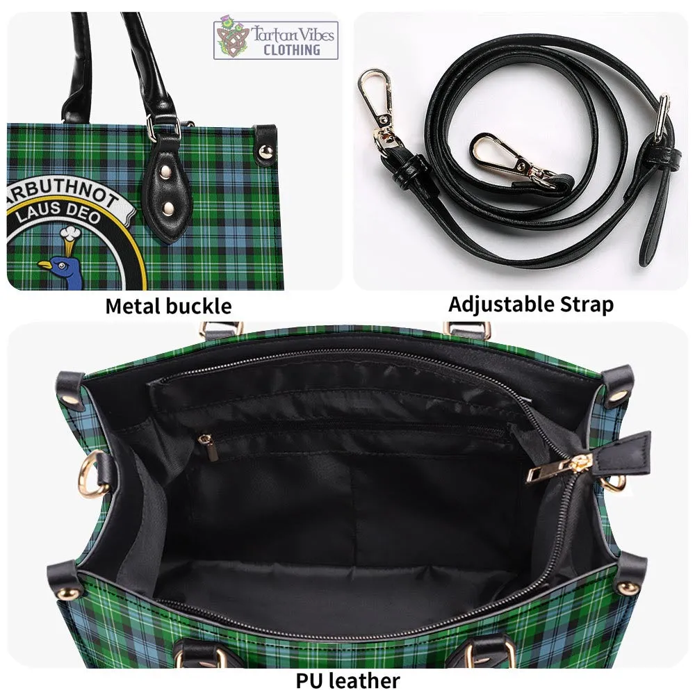 Arbuthnot Ancient Tartan Luxury Leather Handbags with Family Crest