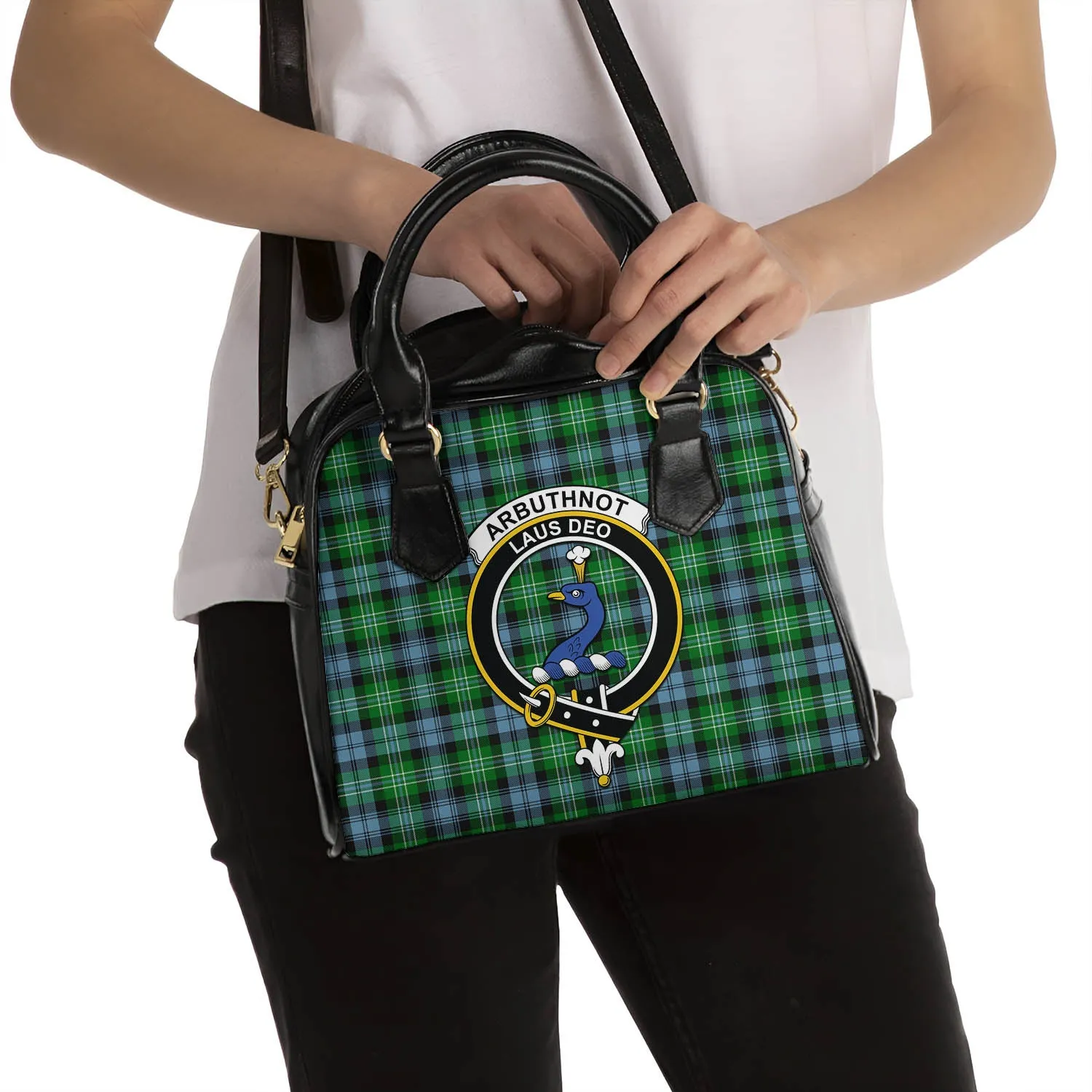 Arbuthnot Ancient Tartan Shoulder Handbags with Family Crest