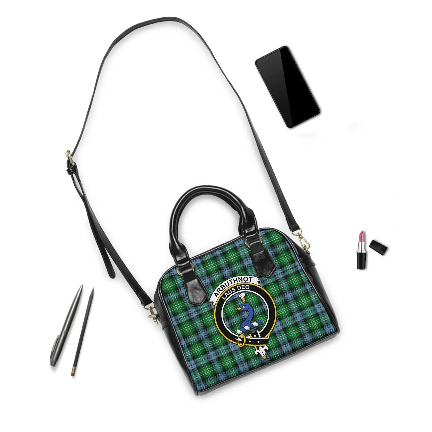 Arbuthnot Ancient Tartan Shoulder Handbags with Family Crest