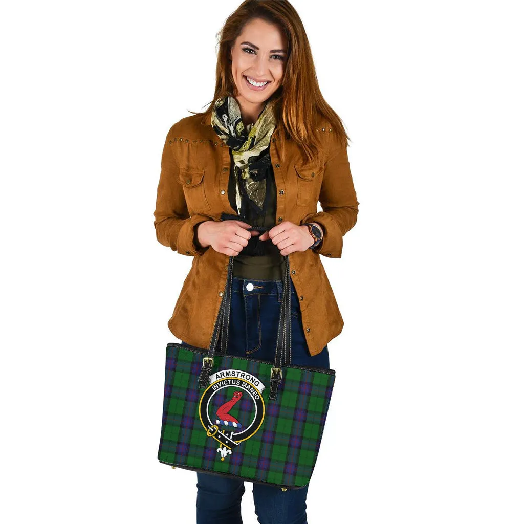 Armstrong Tartan Leather Tote Bag with Family Crest