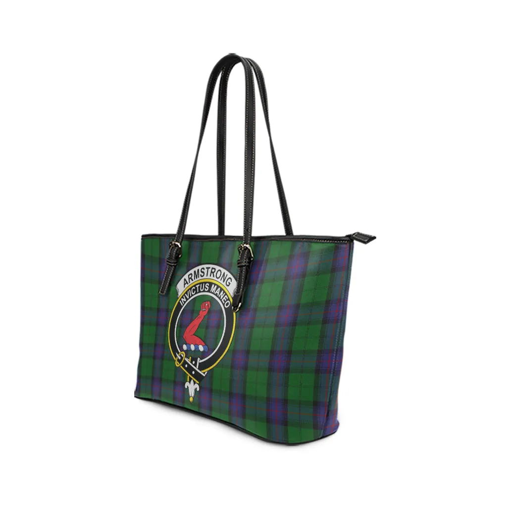 Armstrong Tartan Leather Tote Bag with Family Crest