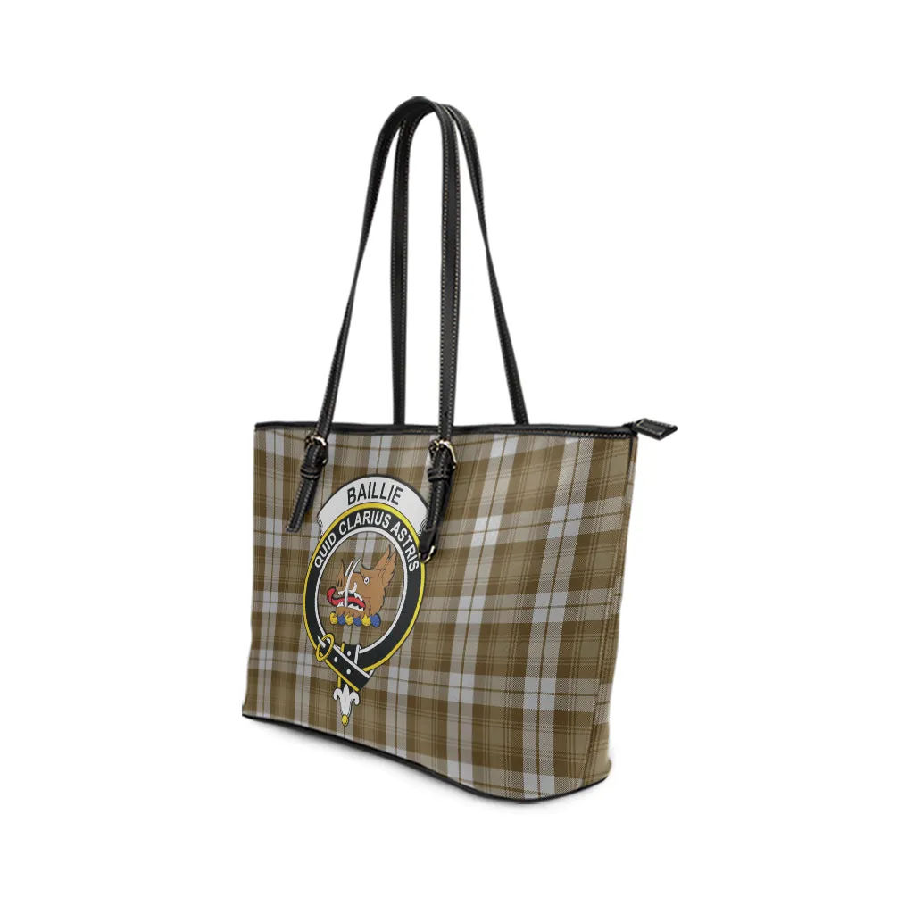 Baillie Dress Tartan Leather Tote Bag with Family Crest