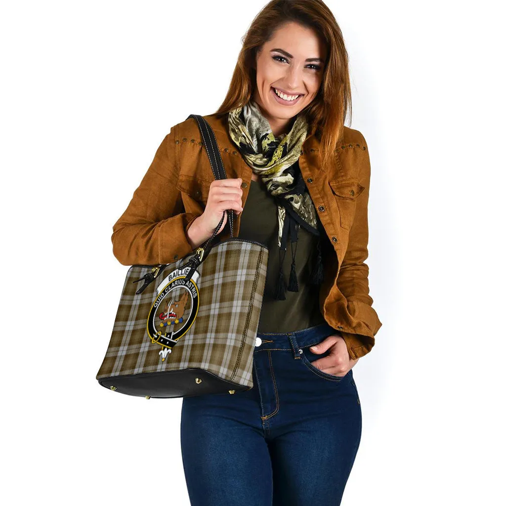 Baillie Dress Tartan Leather Tote Bag with Family Crest