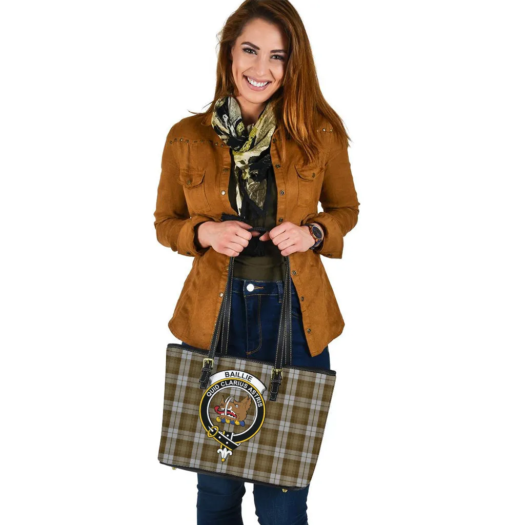 Baillie Dress Tartan Leather Tote Bag with Family Crest