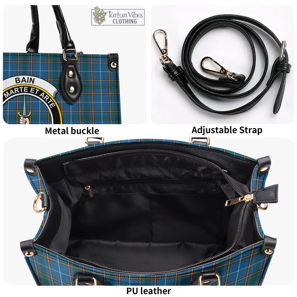 Bain Tartan Luxury Leather Handbags with Family Crest