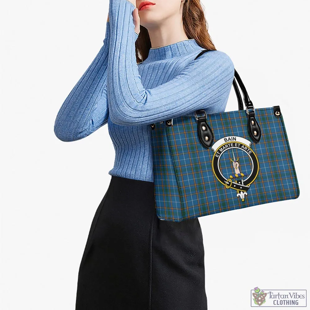 Bain Tartan Luxury Leather Handbags with Family Crest