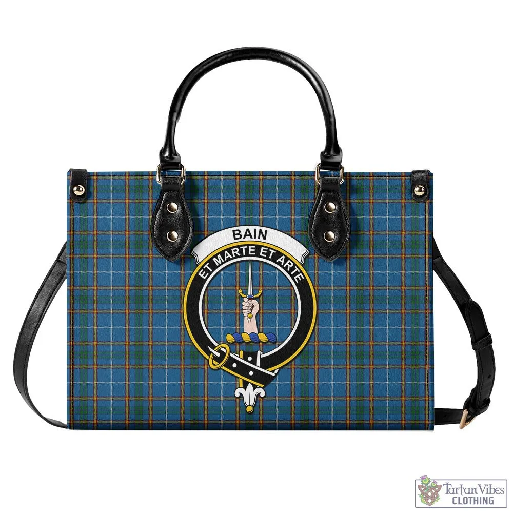 Bain Tartan Luxury Leather Handbags with Family Crest