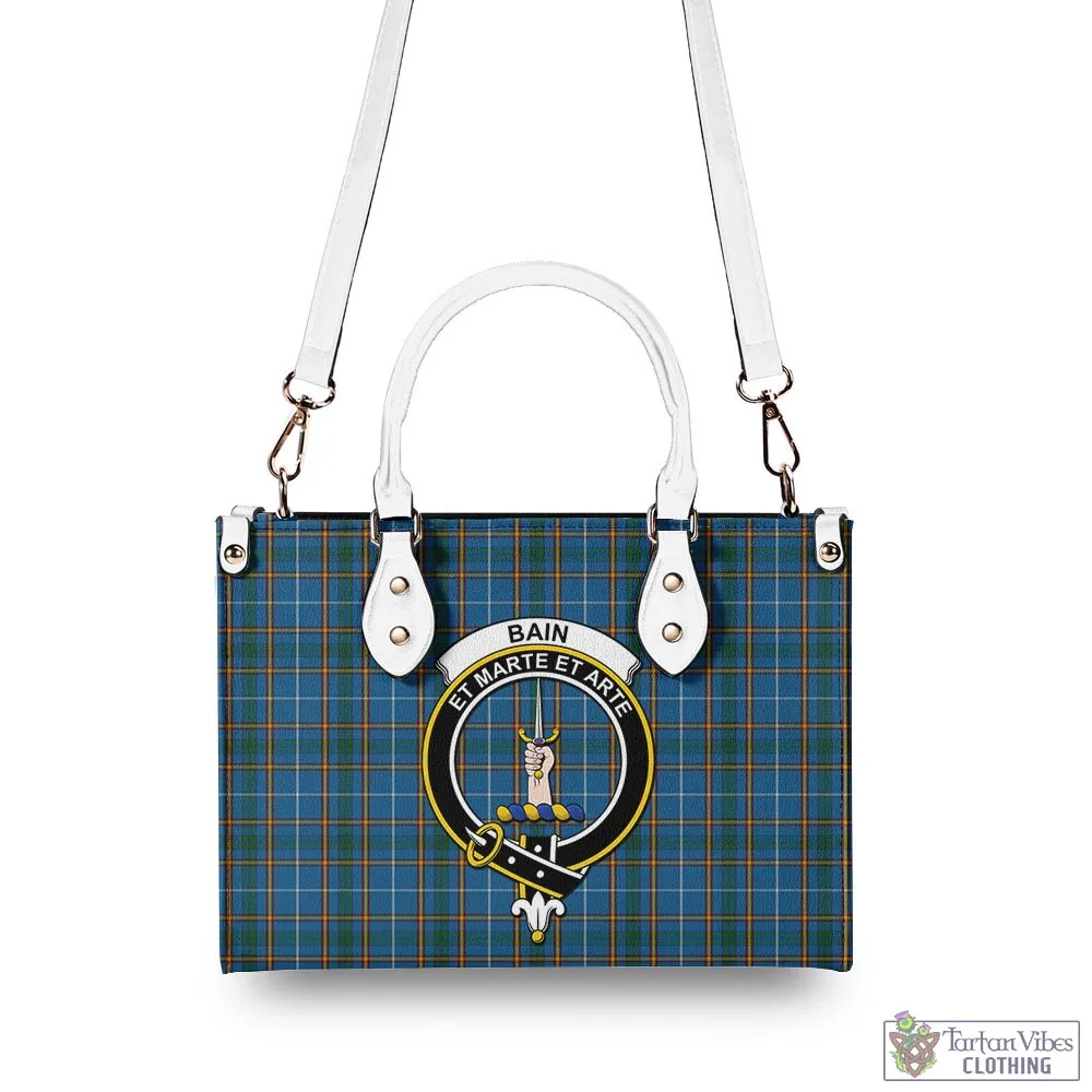 Bain Tartan Luxury Leather Handbags with Family Crest