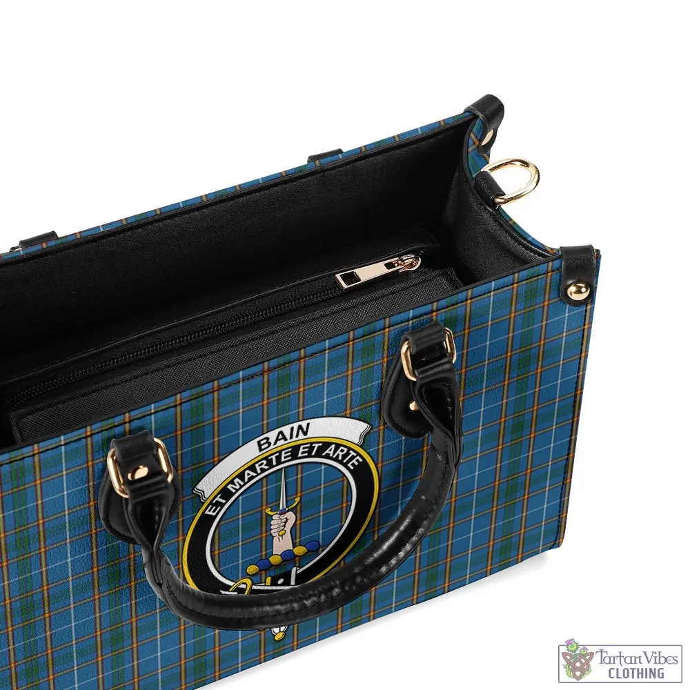 Bain Tartan Luxury Leather Handbags with Family Crest