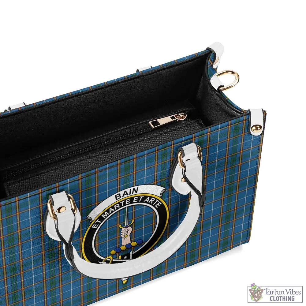 Bain Tartan Luxury Leather Handbags with Family Crest