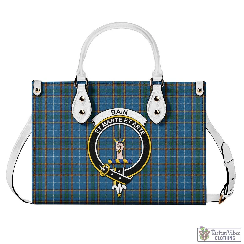 Bain Tartan Luxury Leather Handbags with Family Crest