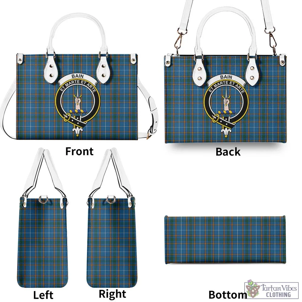 Bain Tartan Luxury Leather Handbags with Family Crest