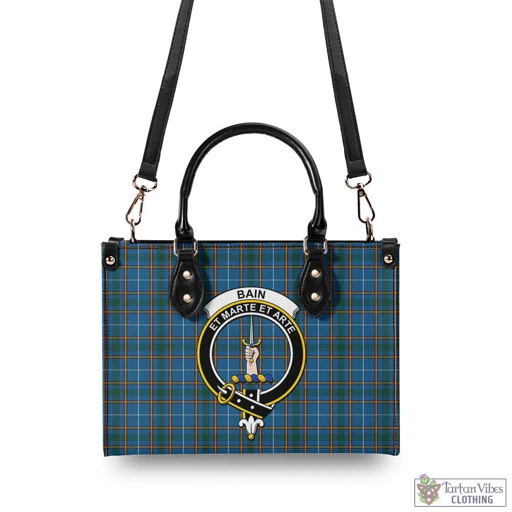 Bain Tartan Luxury Leather Handbags with Family Crest