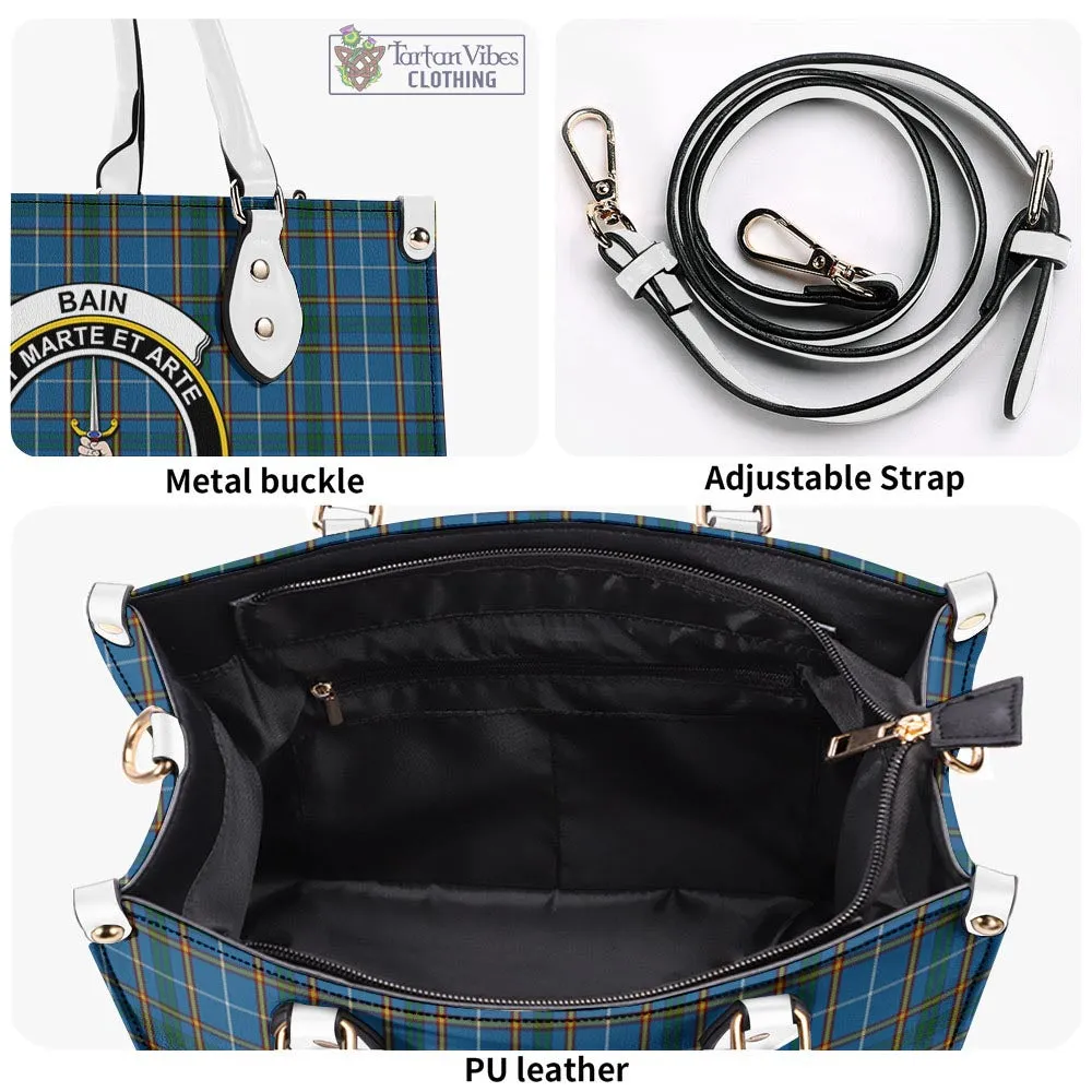 Bain Tartan Luxury Leather Handbags with Family Crest