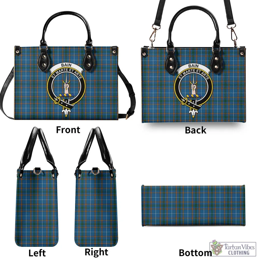 Bain Tartan Luxury Leather Handbags with Family Crest