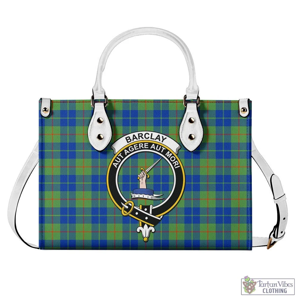 Barclay Hunting Ancient Tartan Luxury Leather Handbags with Family Crest