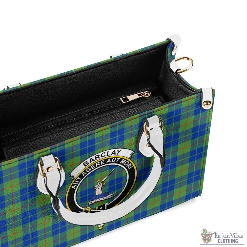 Barclay Hunting Ancient Tartan Luxury Leather Handbags with Family Crest