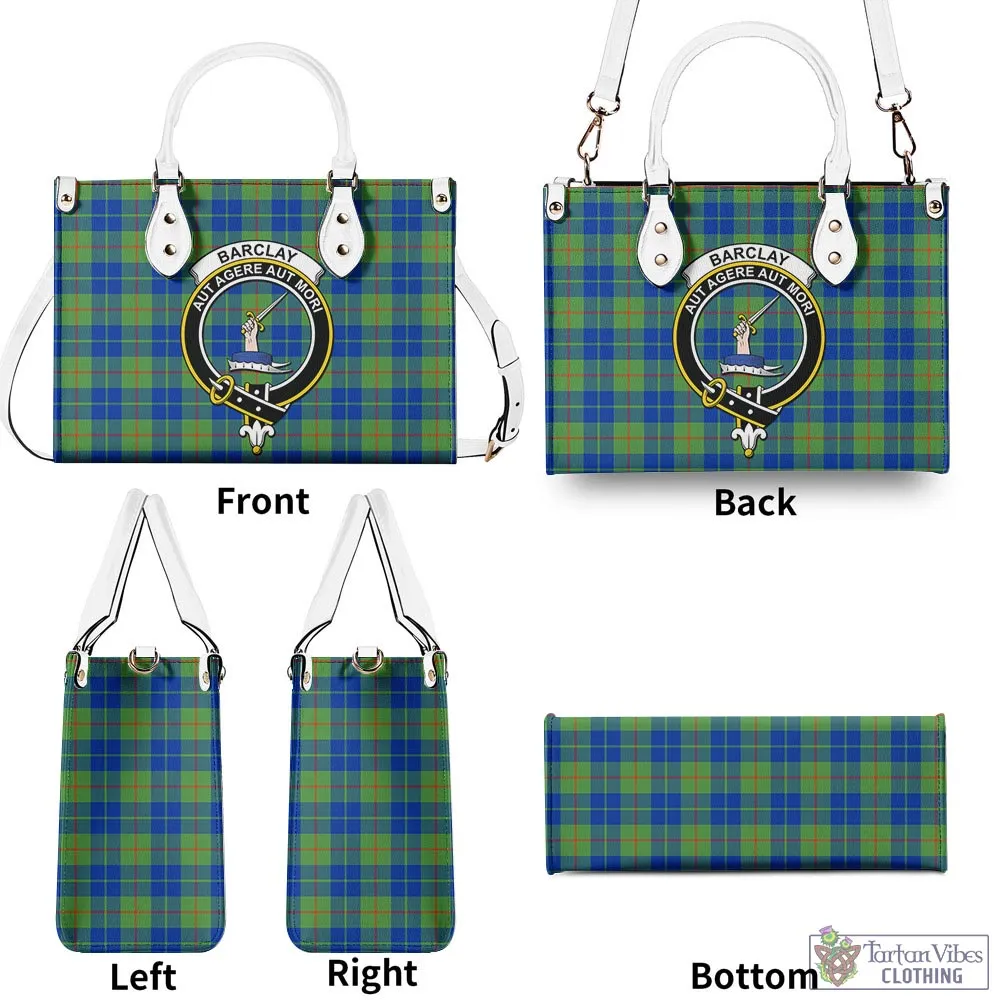 Barclay Hunting Ancient Tartan Luxury Leather Handbags with Family Crest