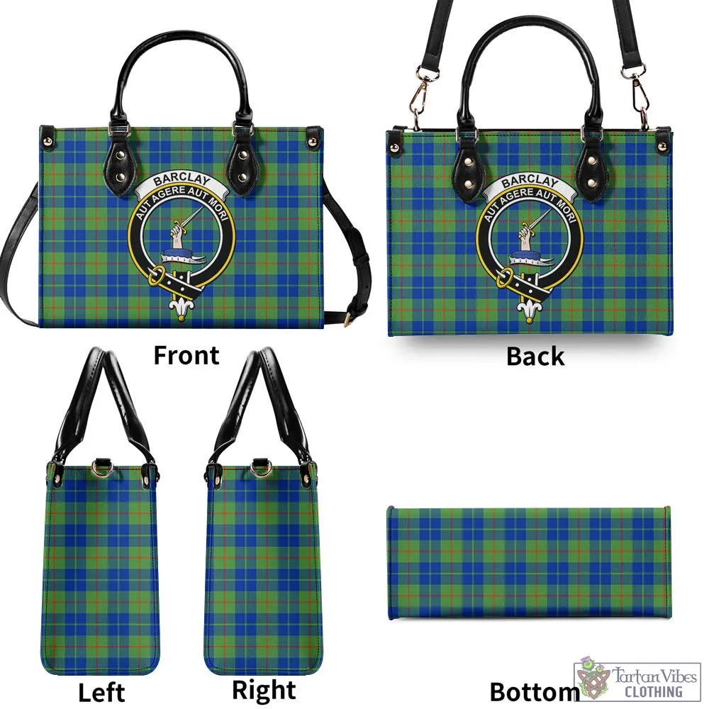 Barclay Hunting Ancient Tartan Luxury Leather Handbags with Family Crest