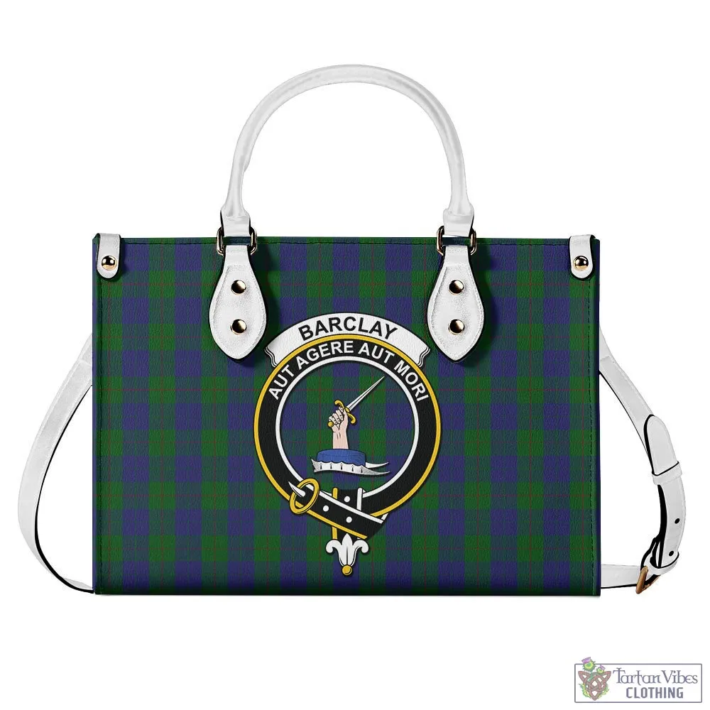 Barclay Tartan Luxury Leather Handbags with Family Crest