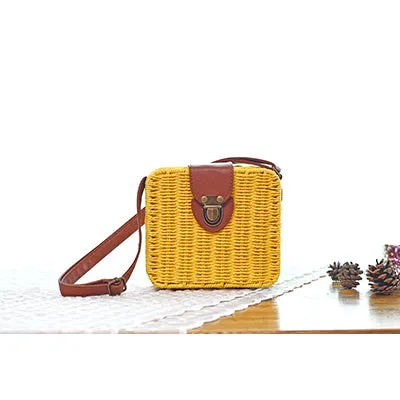 Beach Box Straw Woven Shoulder Bag