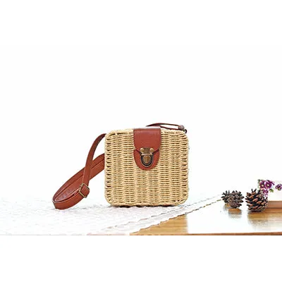 Beach Box Straw Woven Shoulder Bag