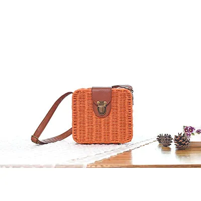 Beach Box Straw Woven Shoulder Bag