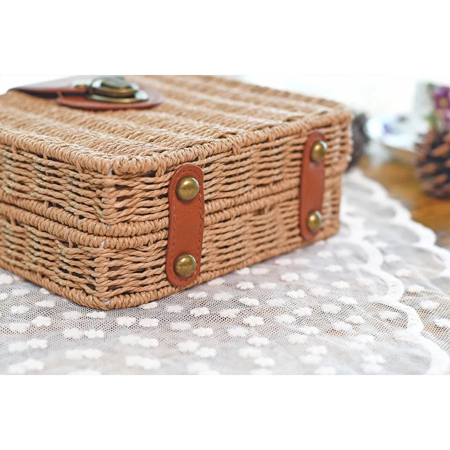 Beach Box Straw Woven Shoulder Bag