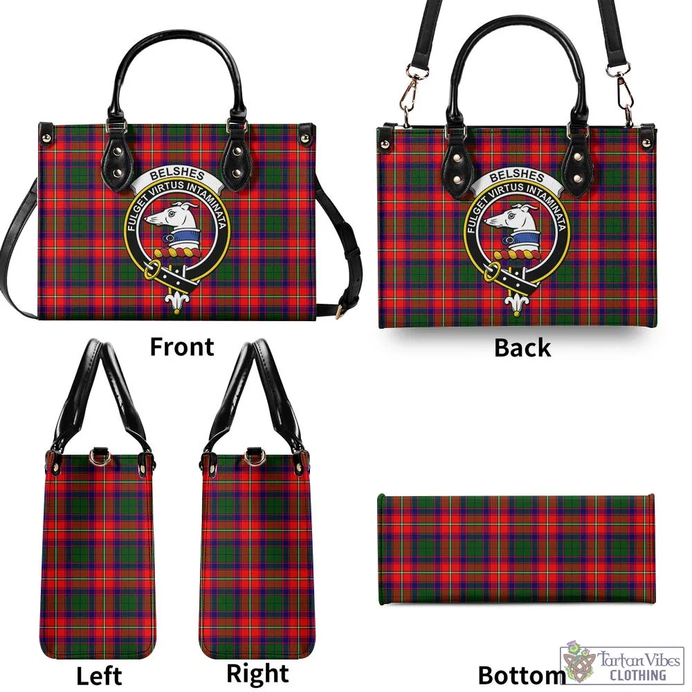 Belshes Tartan Luxury Leather Handbags with Family Crest