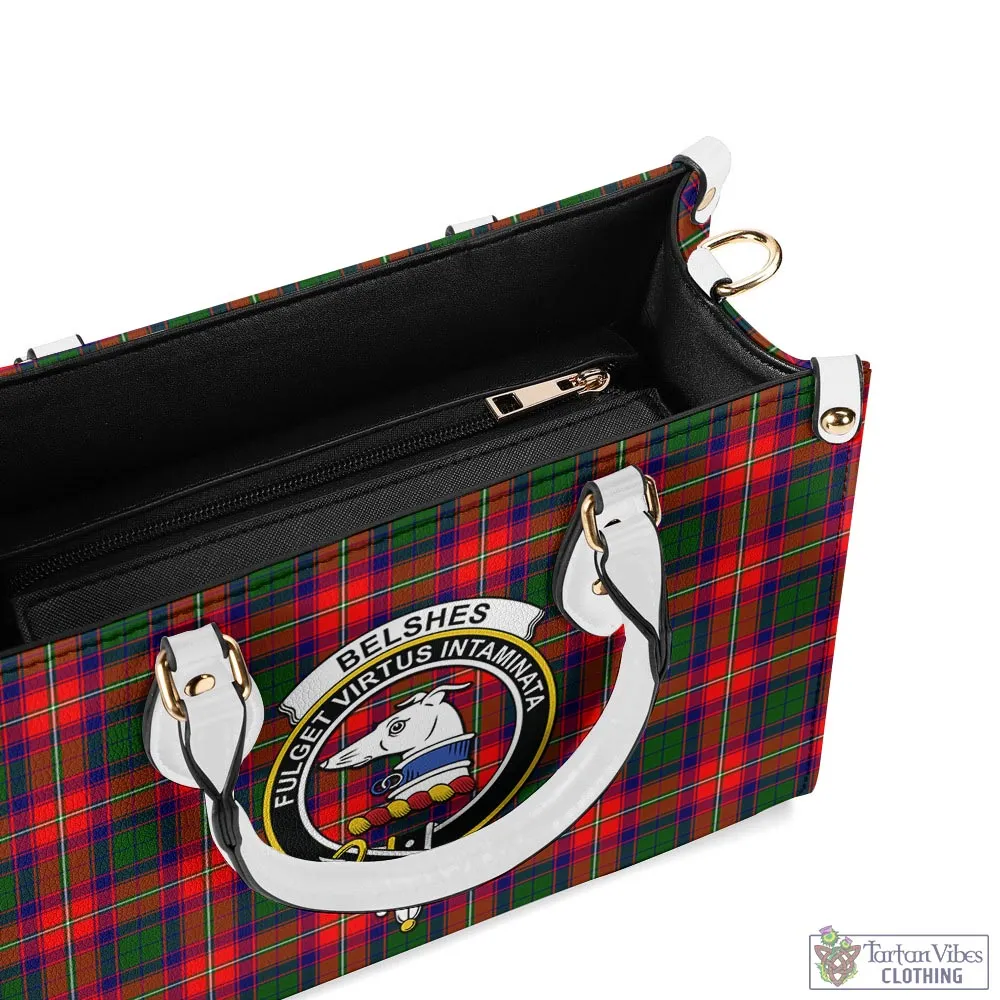 Belshes Tartan Luxury Leather Handbags with Family Crest