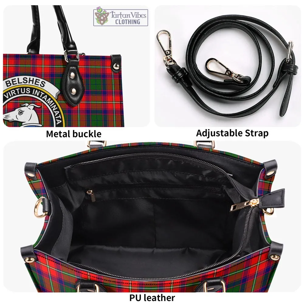 Belshes Tartan Luxury Leather Handbags with Family Crest