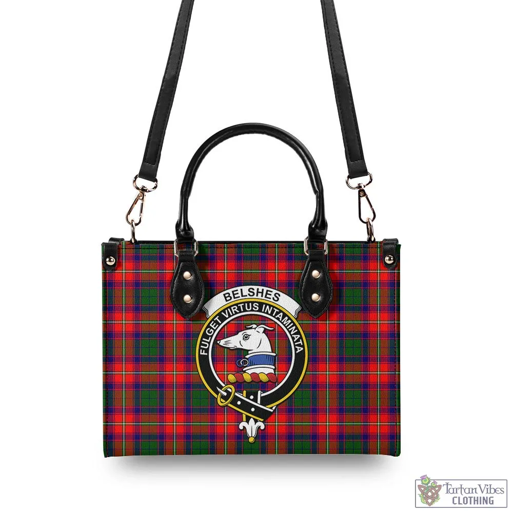 Belshes Tartan Luxury Leather Handbags with Family Crest