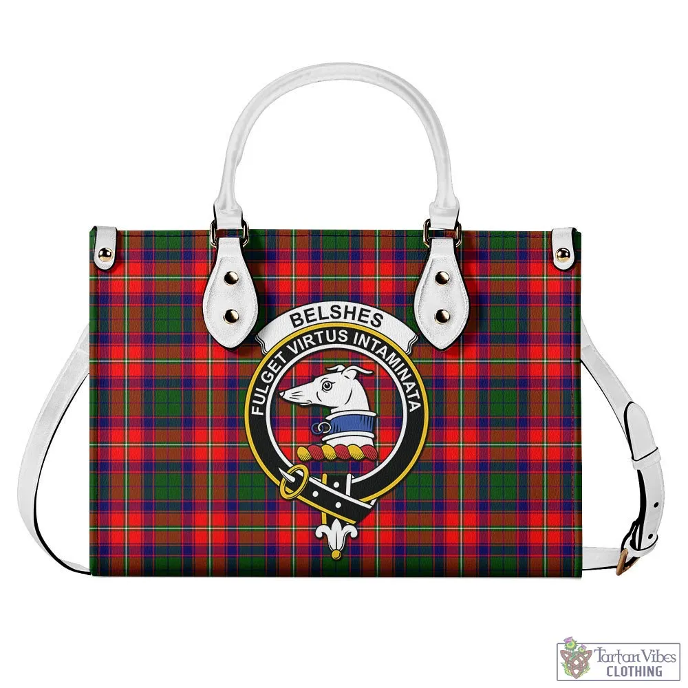 Belshes Tartan Luxury Leather Handbags with Family Crest