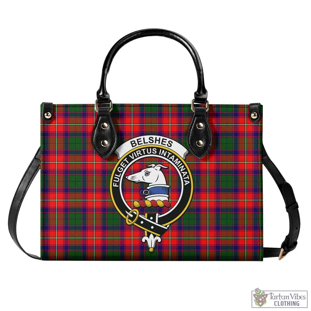 Belshes Tartan Luxury Leather Handbags with Family Crest