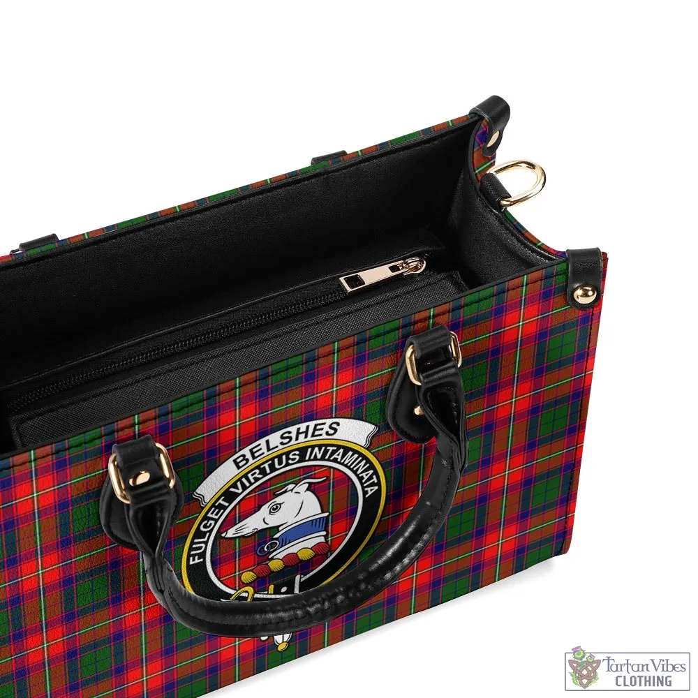 Belshes Tartan Luxury Leather Handbags with Family Crest