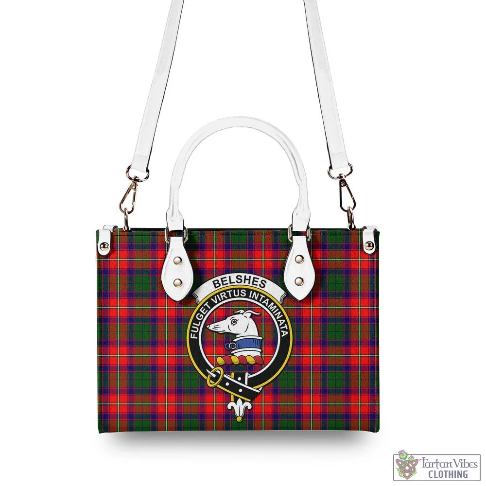 Belshes Tartan Luxury Leather Handbags with Family Crest