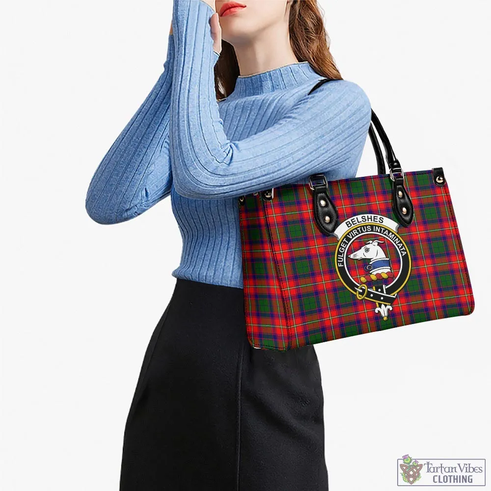 Belshes Tartan Luxury Leather Handbags with Family Crest