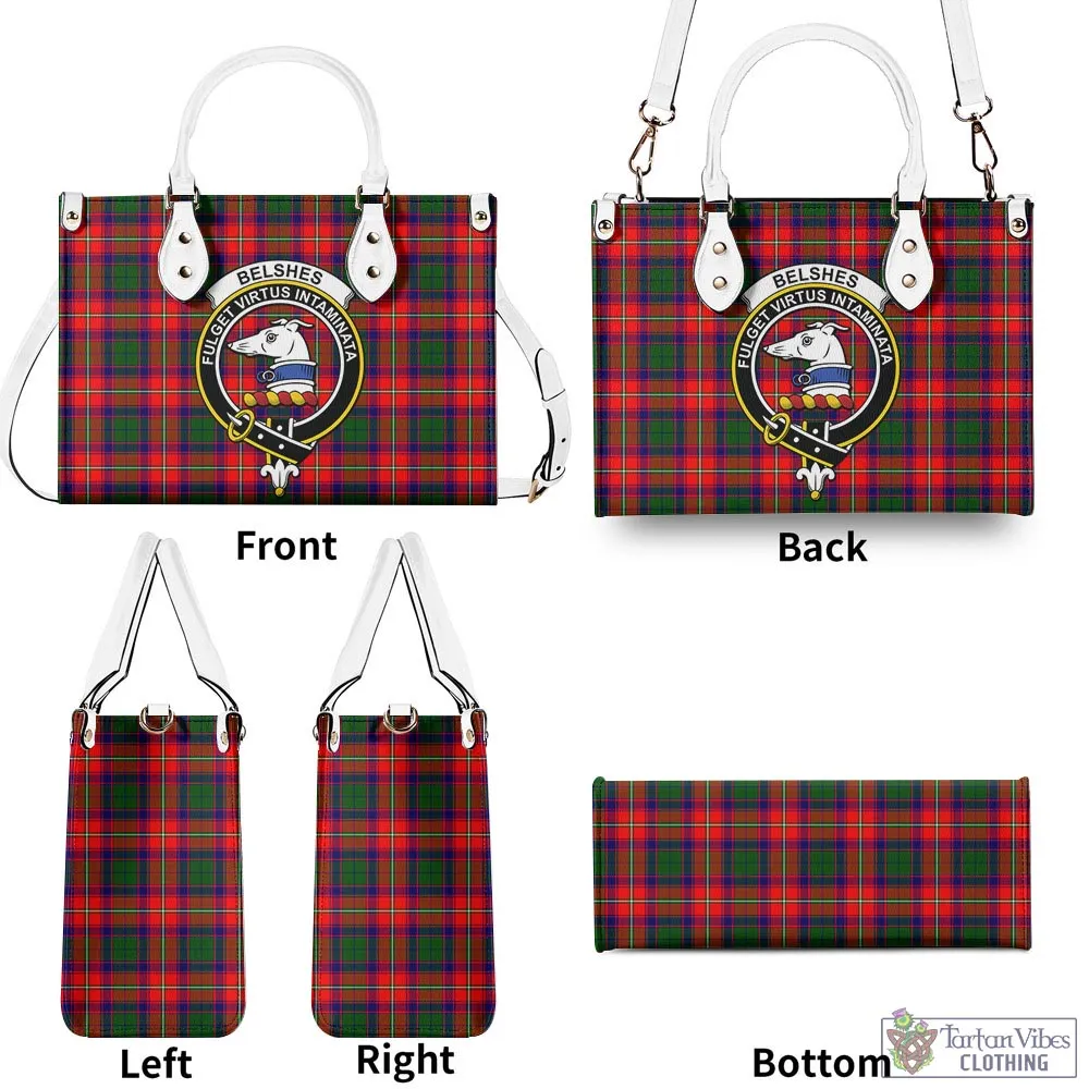 Belshes Tartan Luxury Leather Handbags with Family Crest