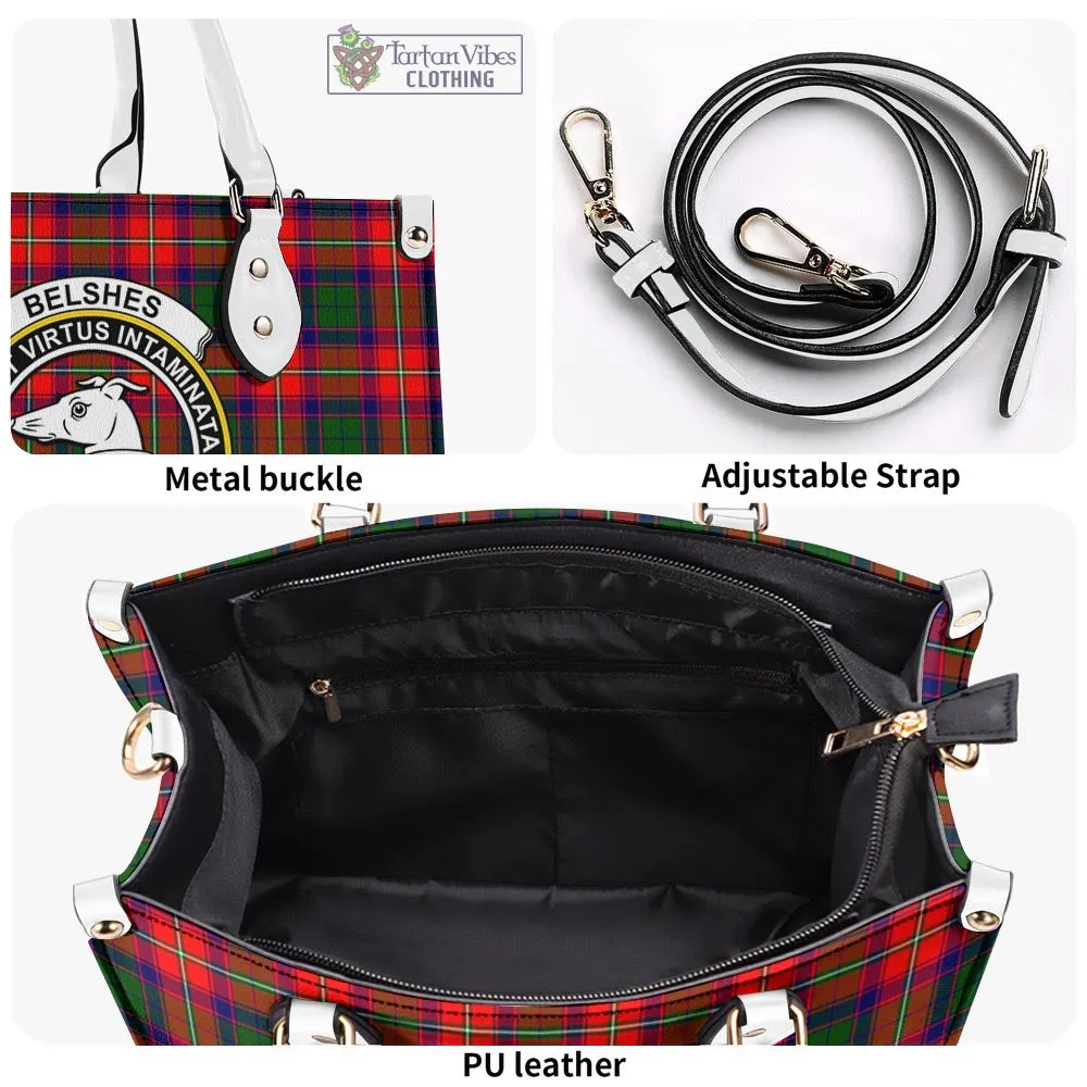 Belshes Tartan Luxury Leather Handbags with Family Crest