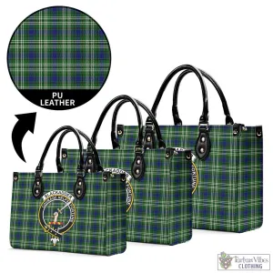 Blackadder Tartan Luxury Leather Handbags with Family Crest