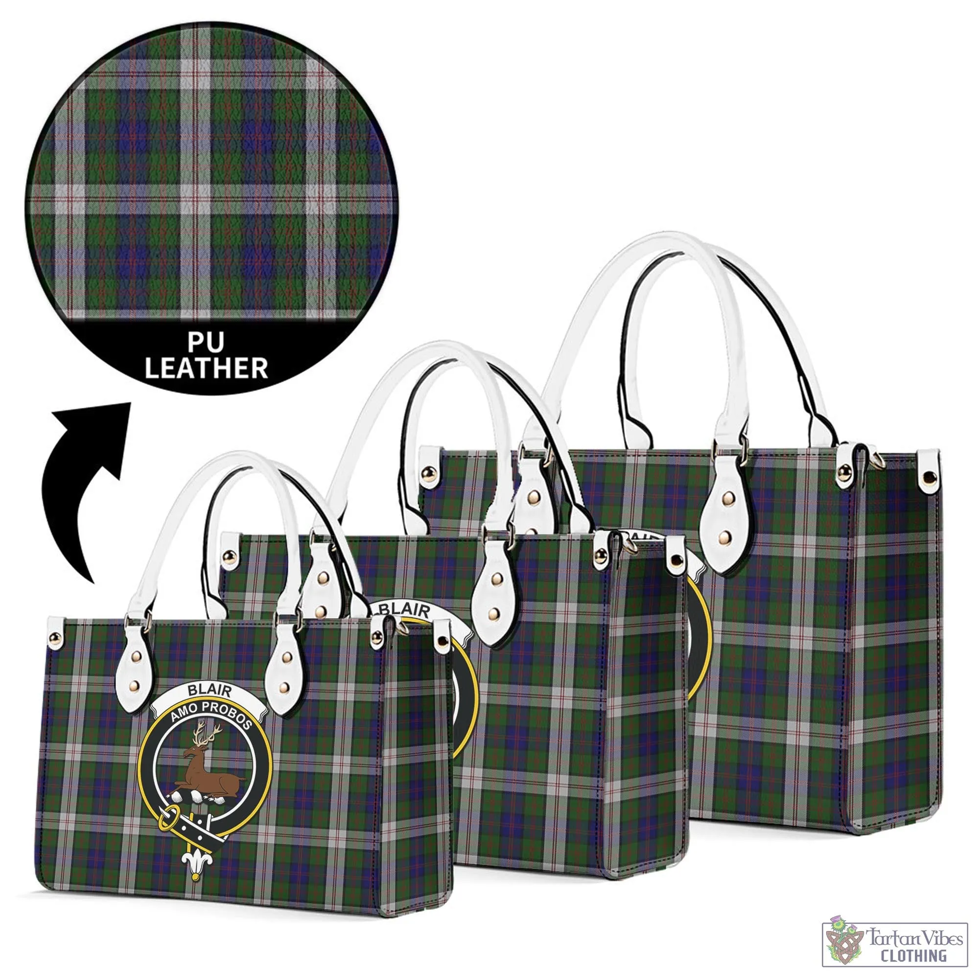 Blair Dress Tartan Luxury Leather Handbags with Family Crest