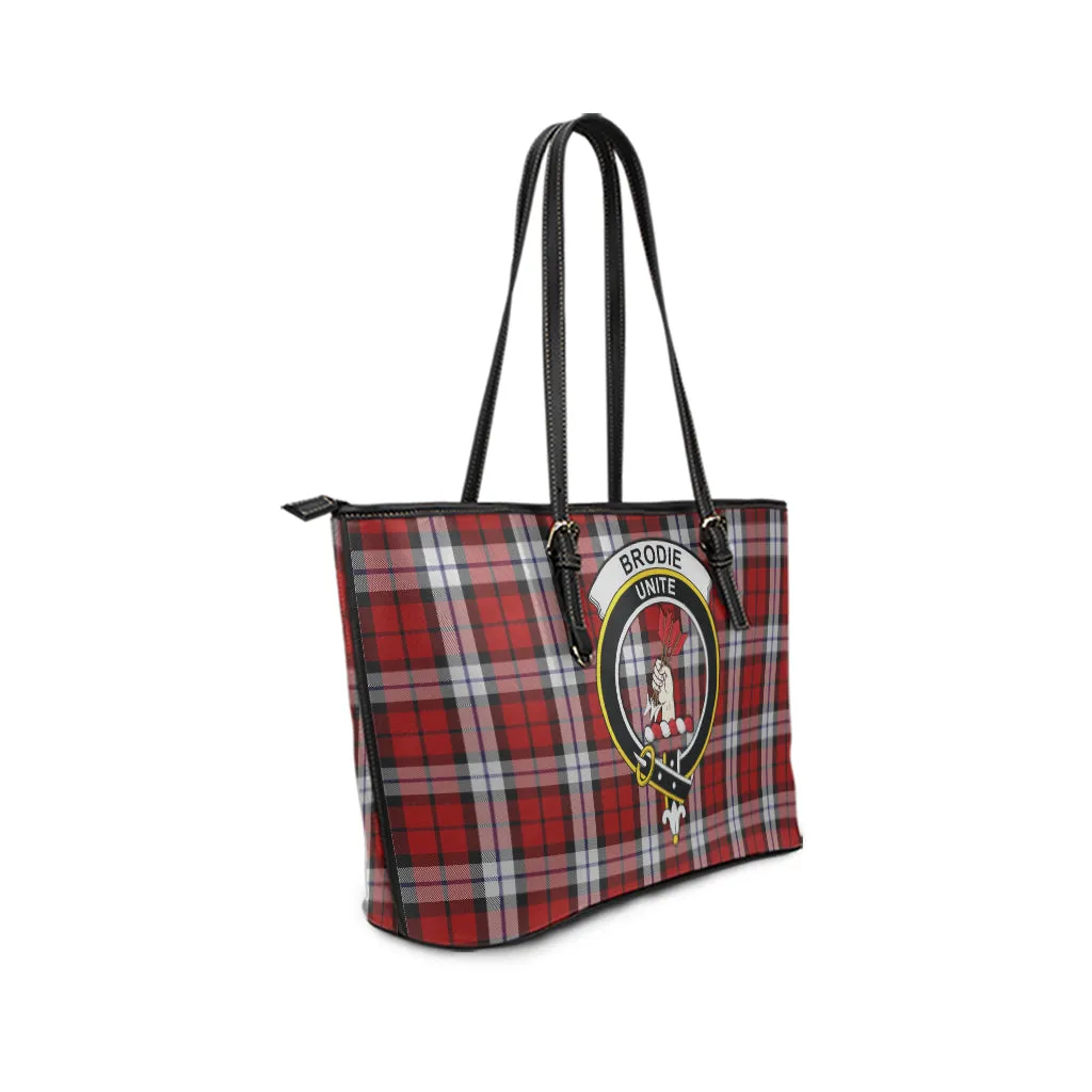 Brodie Dress Tartan Leather Tote Bag with Family Crest