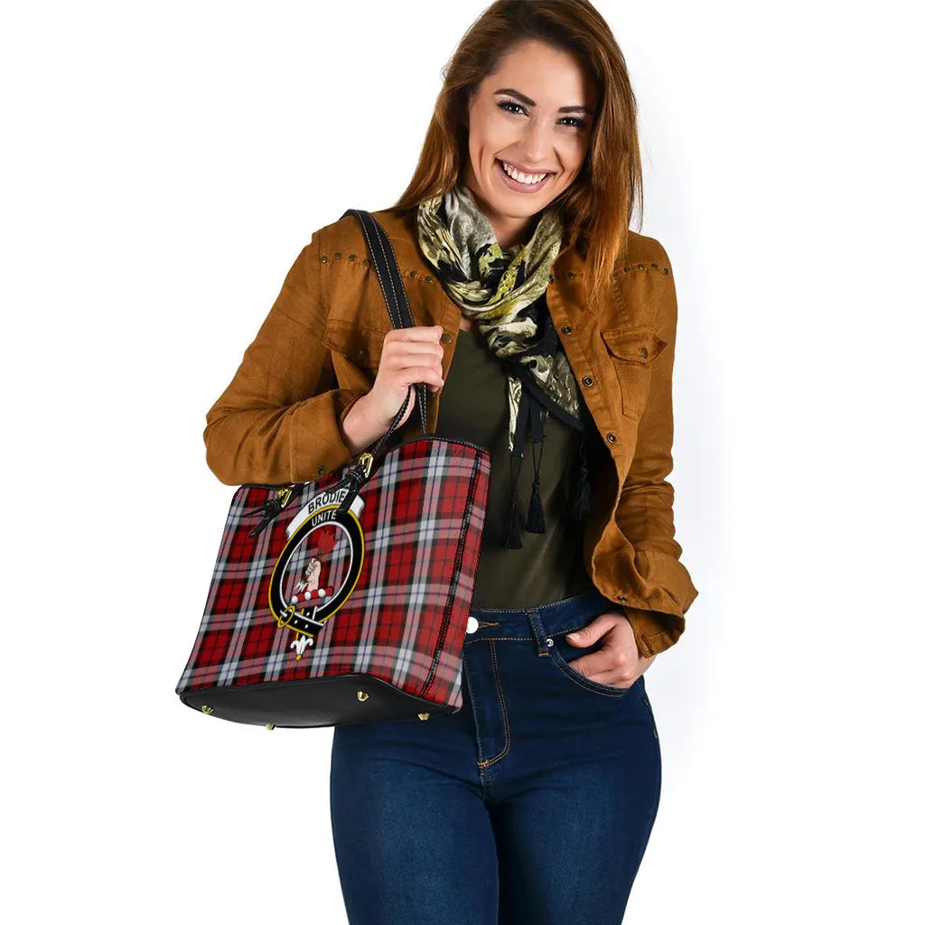 Brodie Dress Tartan Leather Tote Bag with Family Crest